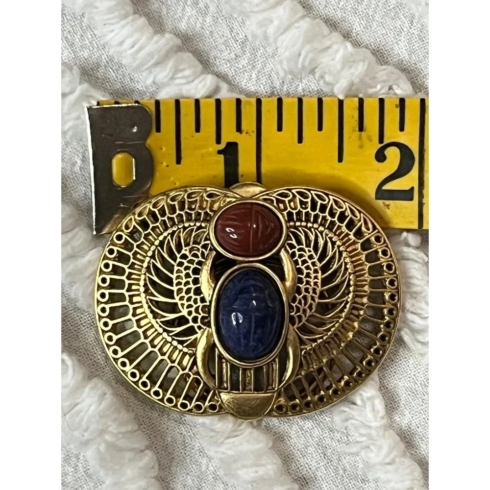 Vintage Mary McFadden Cult of Osiris Scarf /Scarab Holder/Pin/Brooch‎ Egyptian